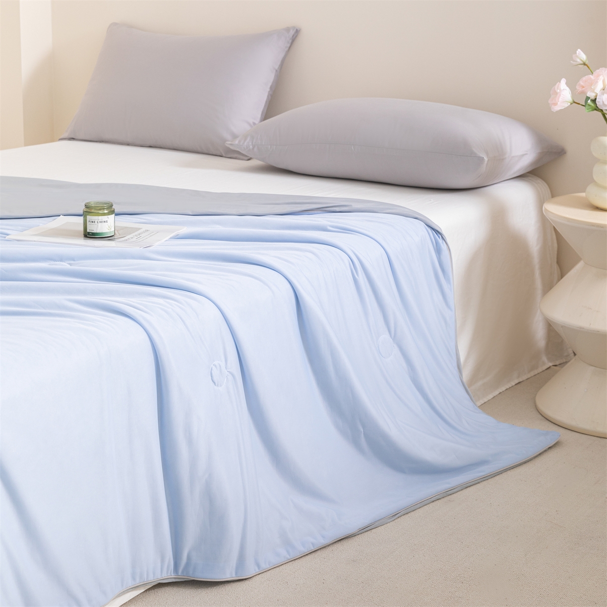 91家纺网 家纺一手货源 找家纺 （总）富阿娜家纺 2026新款纯色双拼凉感丝夏被空调被夏凉被