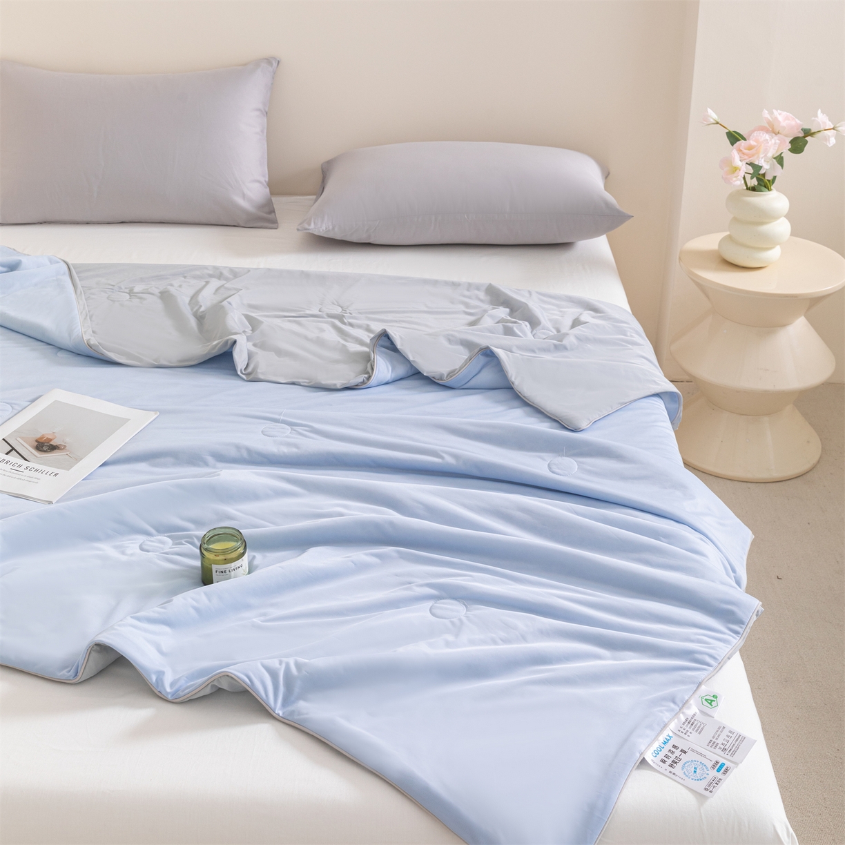 91家纺网 家纺一手货源 找家纺 （总）富阿娜家纺 2026新款纯色双拼凉感丝夏被空调被夏凉被