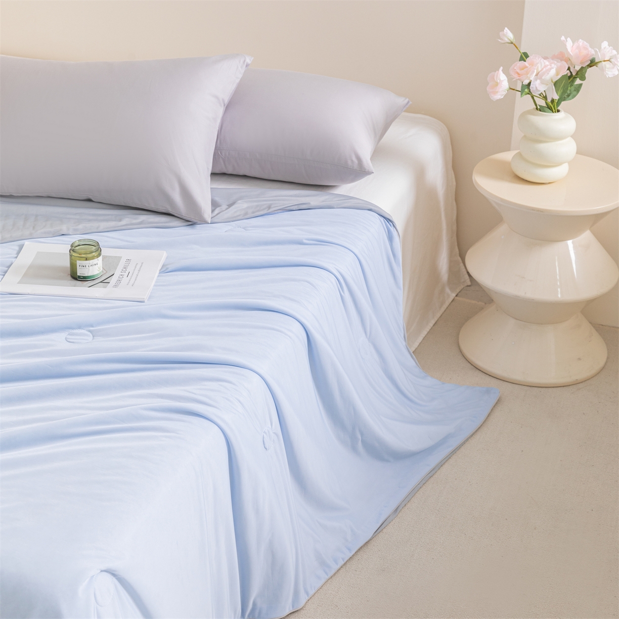 91家纺网 家纺一手货源 找家纺 （总）富阿娜家纺 2026新款纯色双拼凉感丝夏被空调被夏凉被