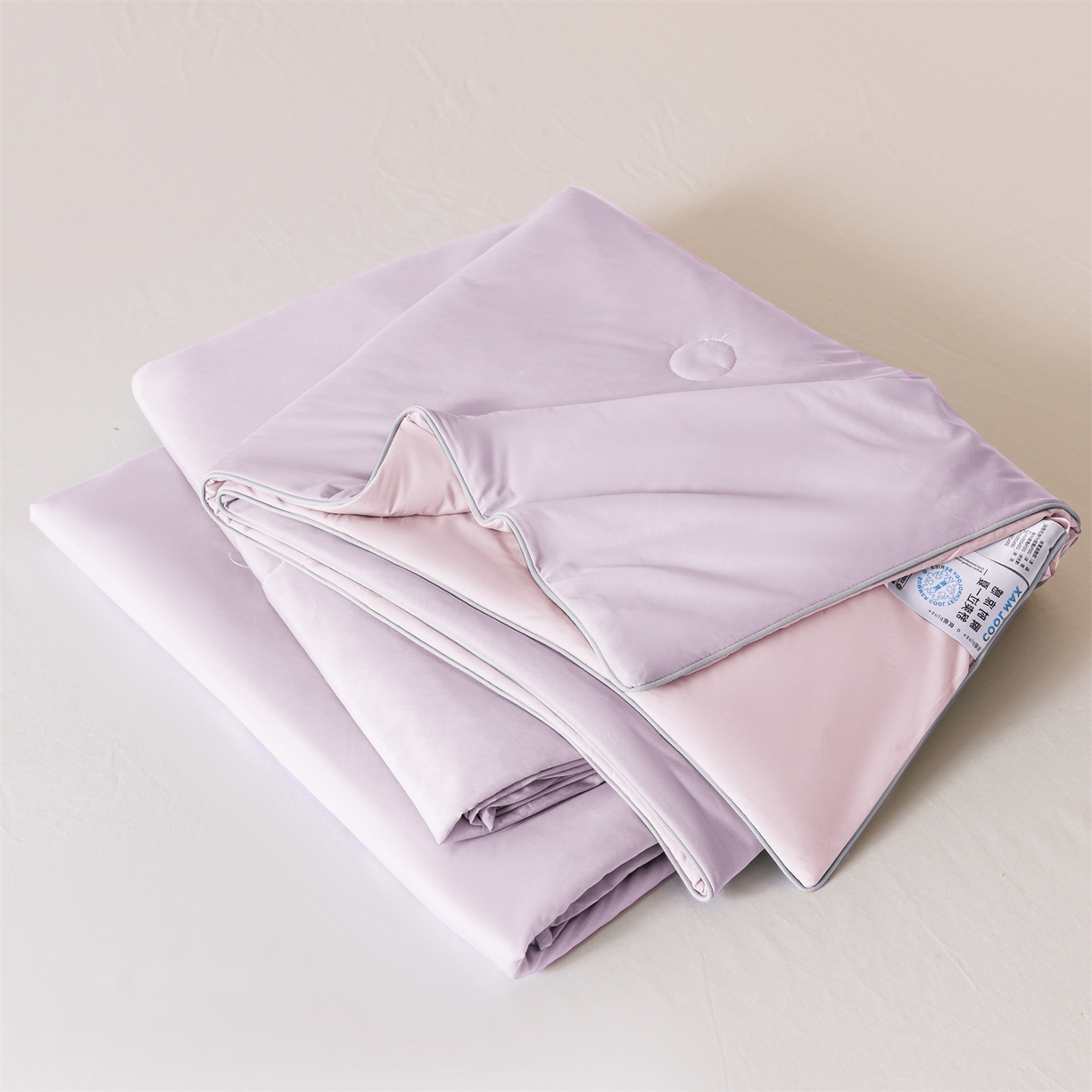 富阿娜家纺 2026新款纯色双拼凉感丝夏被空调被夏凉被 芋泥紫+樱花粉