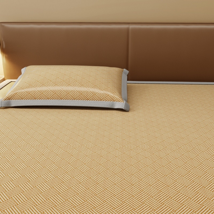 91家纺网 家纺一手货源 找家纺 人人爱家纺 2026新款A类双面冰丝凉席 饼干花-咖色