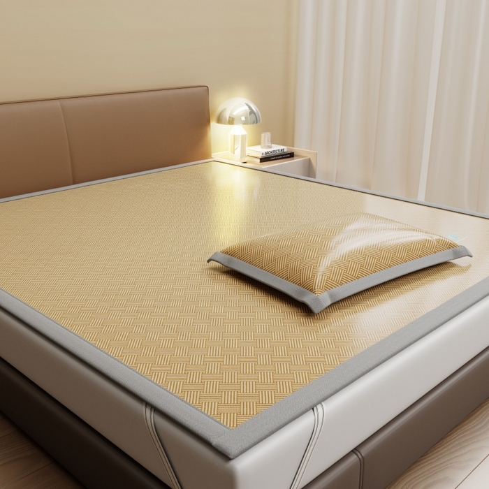 91家纺网 家纺一手货源 找家纺 人人爱家纺 2026新款A类双面冰丝凉席 饼干花-咖色