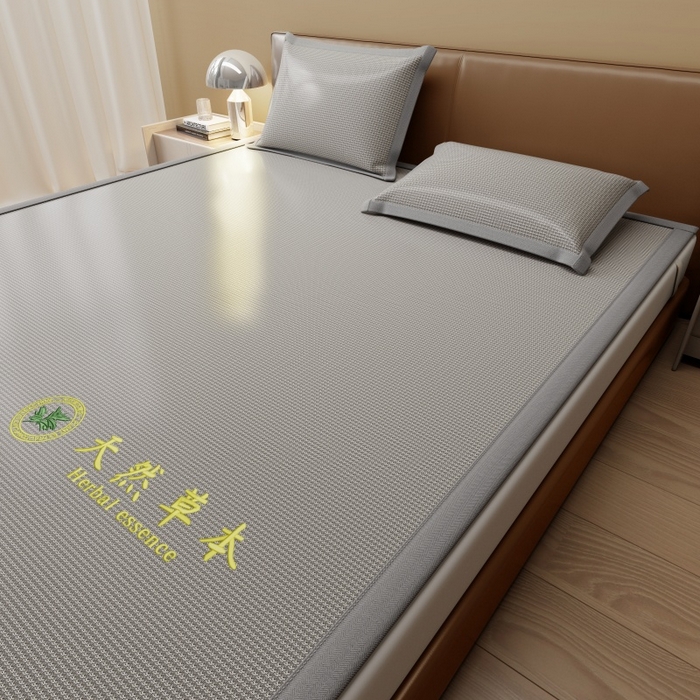 91家纺网 家纺一手货源 找家纺 人人爱家纺 2026新款A类双面冰丝凉席 千鸟格-灰