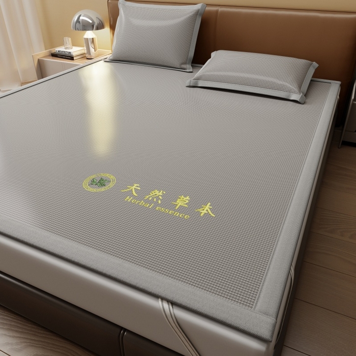 91家纺网 家纺一手货源 找家纺 人人爱家纺 2026新款A类双面冰丝凉席 千鸟格-灰