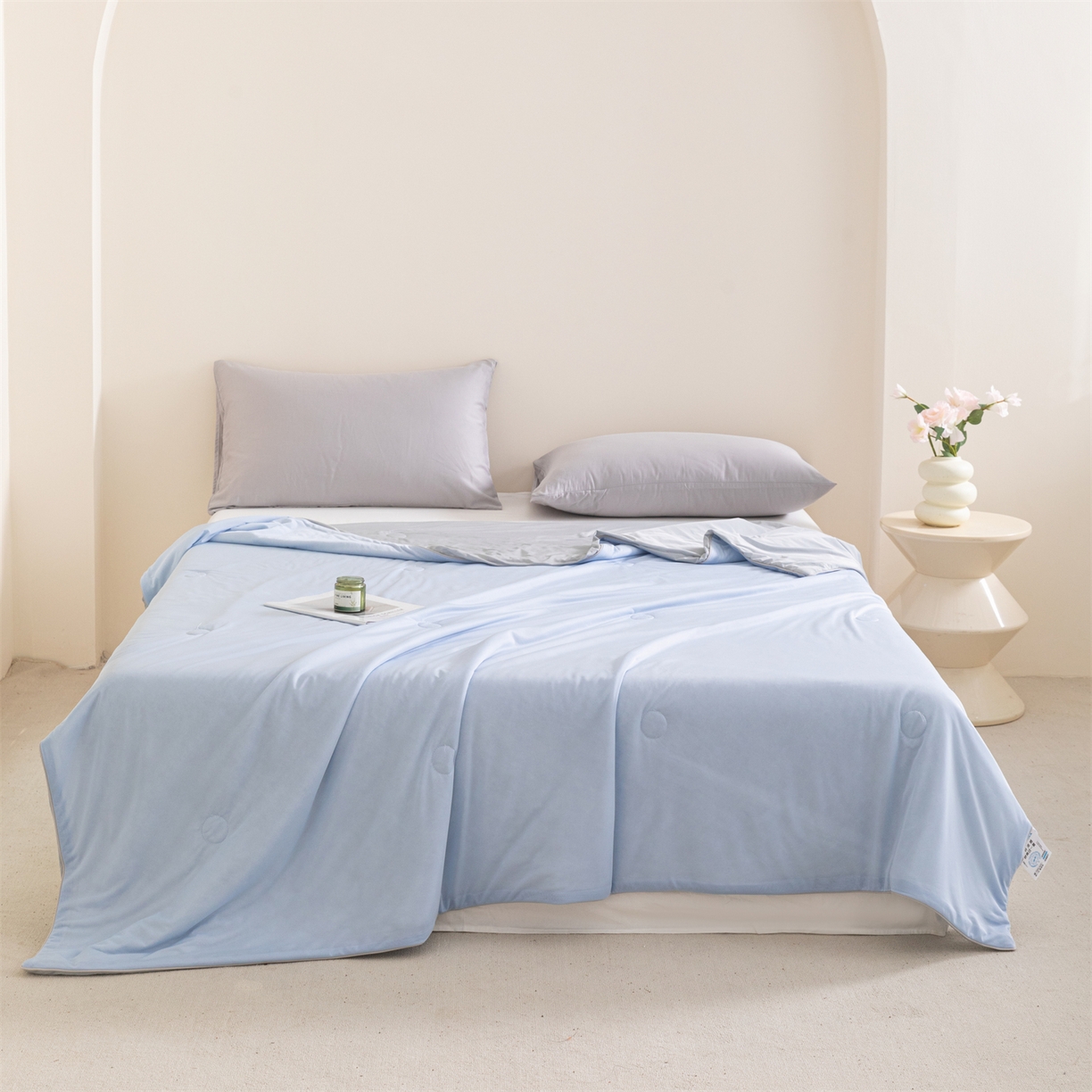 91家纺网 家纺一手货源 找家纺 （总）富阿娜家纺 2026新款纯色双拼凉感丝夏被空调被夏凉被