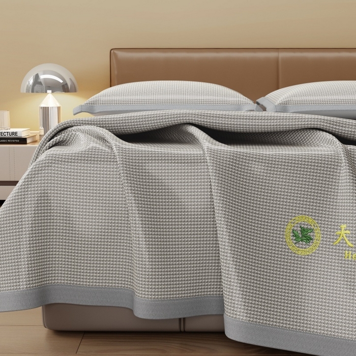 91家纺网 家纺一手货源 找家纺 人人爱家纺 2026新款A类双面冰丝凉席 千鸟格-灰