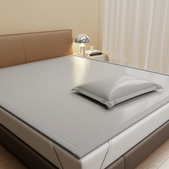 91家纺网 家纺一手货源 找家纺 人人爱家纺 2026新款A类双面冰丝凉席 千鸟格-灰