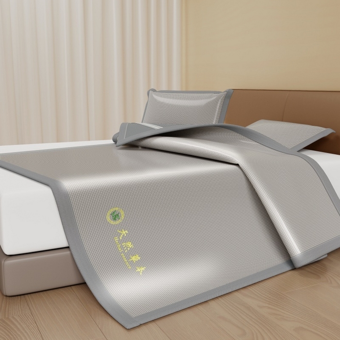 91家纺网 家纺一手货源 找家纺 人人爱家纺 2026新款A类双面冰丝凉席 千鸟格-灰