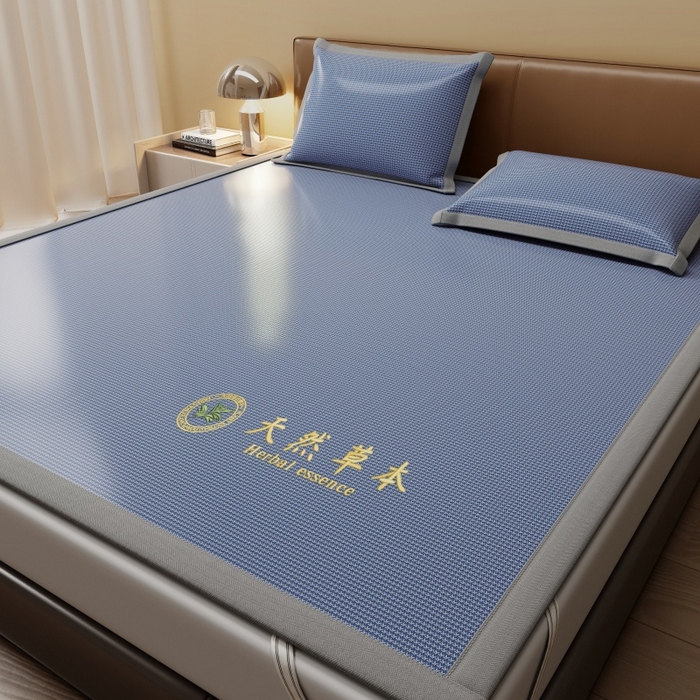 91家纺网 家纺一手货源 找家纺 人人爱家纺 2026新款A类双面冰丝凉席 千鸟格-蓝