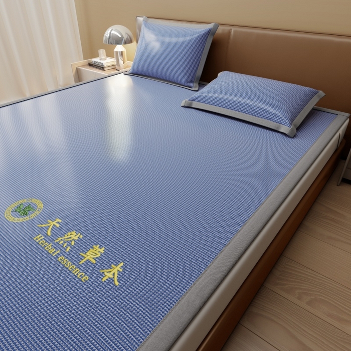 91家纺网 家纺一手货源 找家纺 人人爱家纺 2026新款A类双面冰丝凉席 千鸟格-蓝