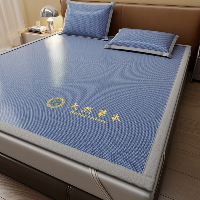 91家纺网 家纺一手货源 找家纺 人人爱家纺 2026新款A类双面冰丝凉席 千鸟格-蓝