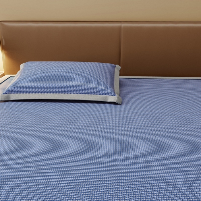 91家纺网 家纺一手货源 找家纺 人人爱家纺 2026新款A类双面冰丝凉席 千鸟格-蓝