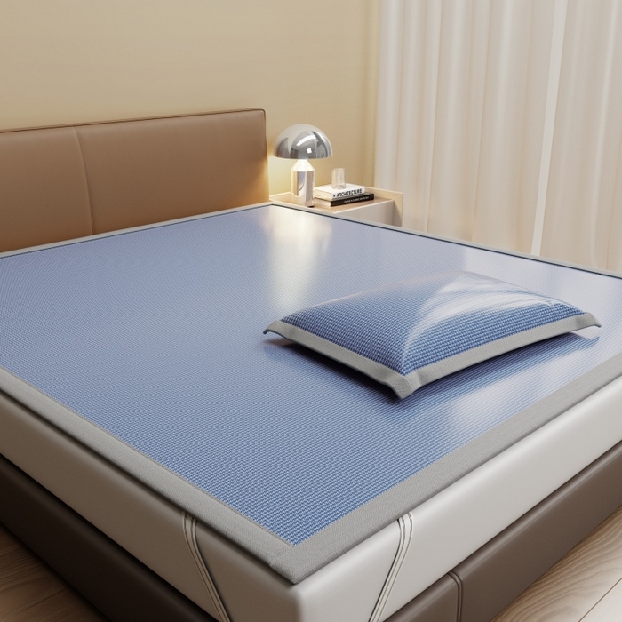 91家纺网 家纺一手货源 找家纺 人人爱家纺 2026新款A类双面冰丝凉席 千鸟格-蓝