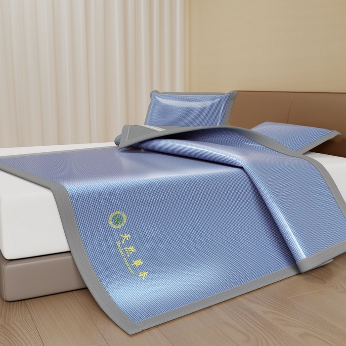 91家纺网 家纺一手货源 找家纺 人人爱家纺 2026新款A类双面冰丝凉席 千鸟格-蓝