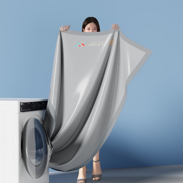 91家纺网 家纺一手货源 找家纺 人人爱家纺 2026新款A类双面冰丝凉席 清新小花-灰