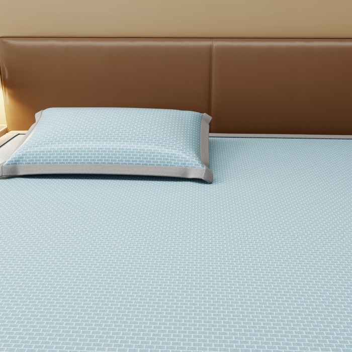 91家纺网 家纺一手货源 找家纺 人人爱家纺 2026新款A类双面冰丝凉席 清新小花-蓝