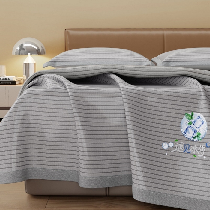 91家纺网 家纺一手货源 找家纺 人人爱家纺 2026新款A类双面冰丝凉席 遇见冰薄-灰