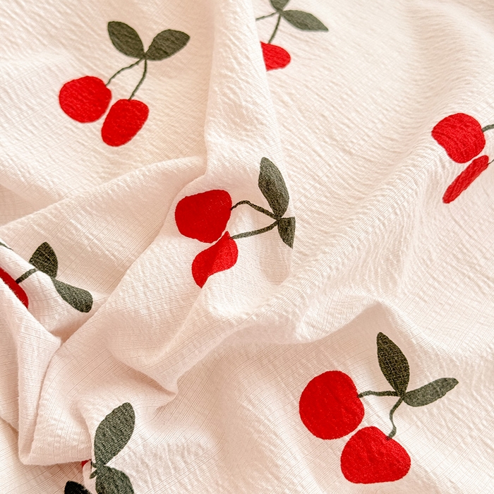 91家纺网 家纺一手货源 找家纺 贝凯瑞 2026新款双层纱水洗棉法式复古花边床盖单件三件四件套-甜心 甜心樱桃