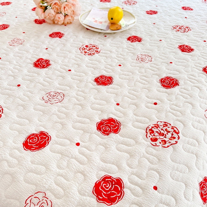 91家纺网 家纺一手货源 找家纺 贝凯瑞 2026新款双层纱水洗棉法式复古花边床盖单件三件四件套-甜心 甜心玫瑰