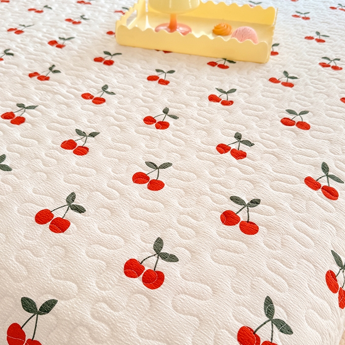 91家纺网 家纺一手货源 找家纺 贝凯瑞 2026新款双层纱水洗棉法式复古花边床盖单件三件四件套-甜心 甜心樱桃