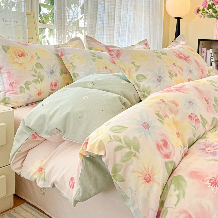 91家纺网 家纺一手货源 找家纺 （总）好亿来家纺 2026新款全棉纯棉印花小清新四件套