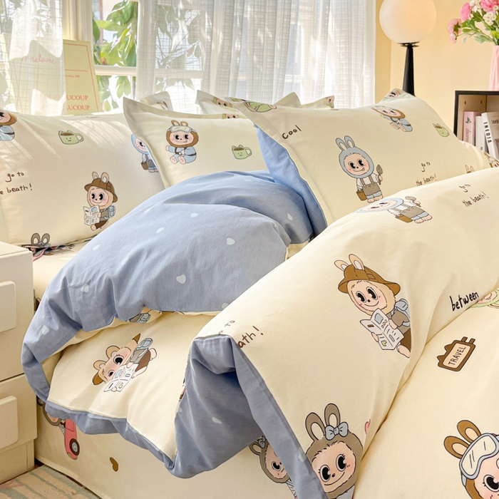 91家纺网 家纺一手货源 找家纺 （总）好亿来家纺 2026新款全棉纯棉印花小清新四件套