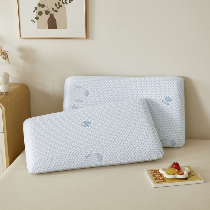 91家纺网 家纺一手货源 找家纺 翎盈家纺 2026新款春夏冰豆豆深睡枕专用枕套面包记忆枕枕头套 卡皮巴拉蓝