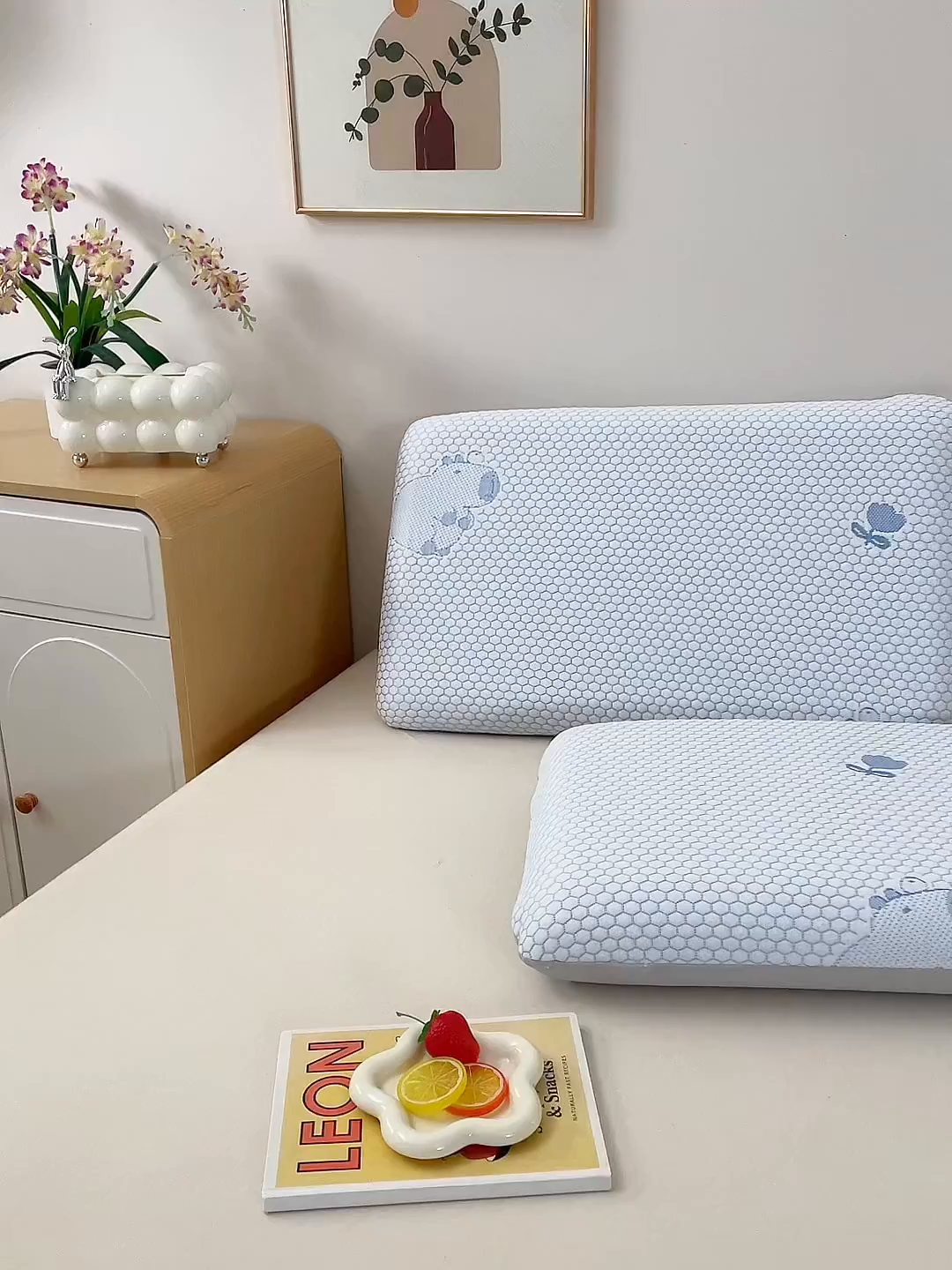 91家纺网 家纺一手货源 找家纺 翎盈家纺 2026新款春夏冰豆豆深睡枕专用枕套面包记忆枕枕头套 卡皮巴拉蓝