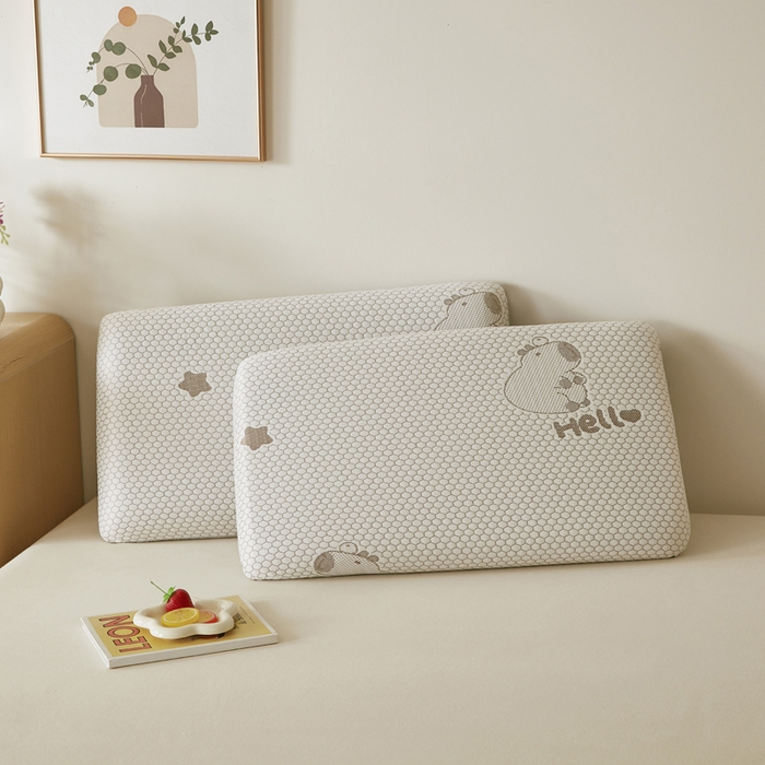 91家纺网 家纺一手货源 找家纺 翎盈家纺 2026新款春夏冰豆豆深睡枕专用枕套面包记忆枕枕头套 卡皮巴拉咖