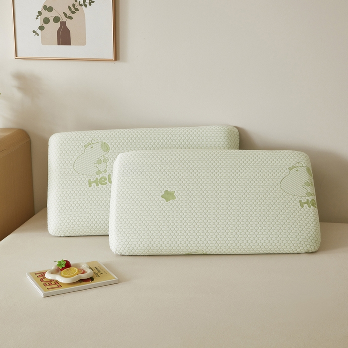 91家纺网 家纺一手货源 找家纺 翎盈家纺 2026新款春夏冰豆豆深睡枕专用枕套面包记忆枕枕头套 卡皮巴拉绿