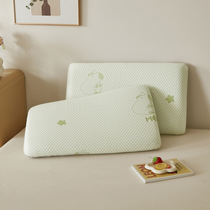 91家纺网 家纺一手货源 找家纺 翎盈家纺 2026新款春夏冰豆豆深睡枕专用枕套面包记忆枕枕头套 卡皮巴拉绿