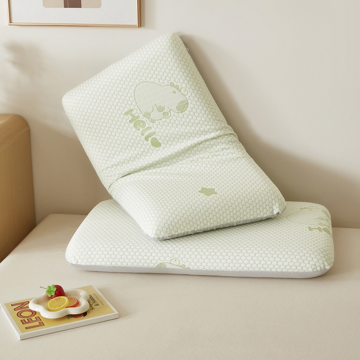 91家纺网 家纺一手货源 找家纺 翎盈家纺 2026新款春夏冰豆豆深睡枕专用枕套面包记忆枕枕头套 卡皮巴拉绿