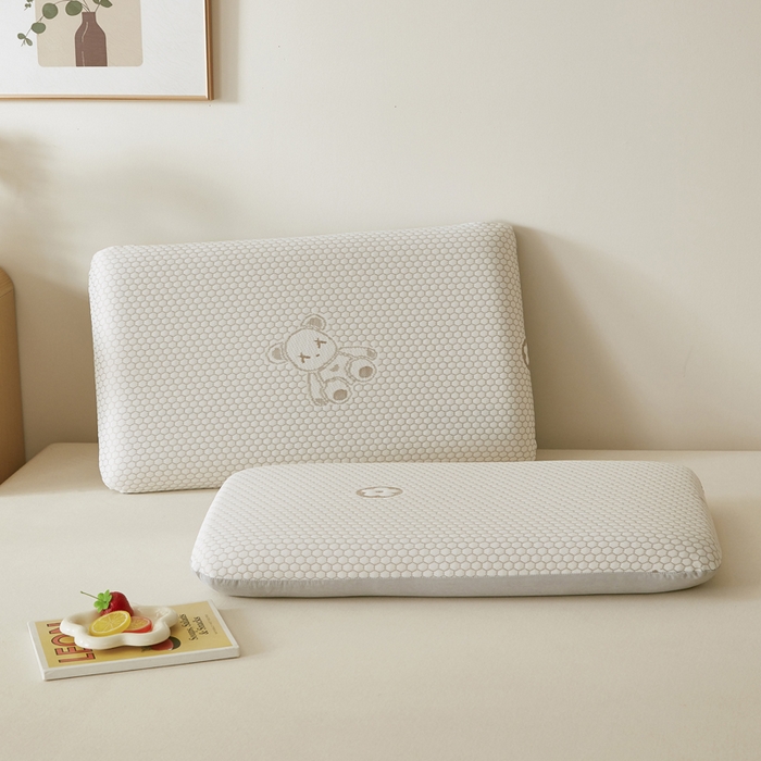 翎盈家纺 2026新款春夏冰豆豆深睡枕专用枕套面包记忆枕枕头套 小熊咖