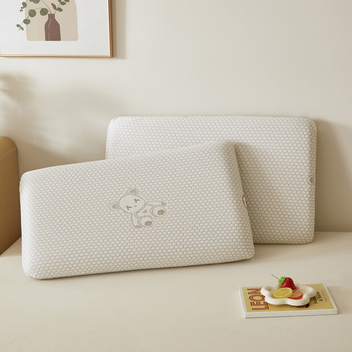 91家纺网 家纺一手货源 找家纺 翎盈家纺 2026新款春夏冰豆豆深睡枕专用枕套面包记忆枕枕头套 小熊咖