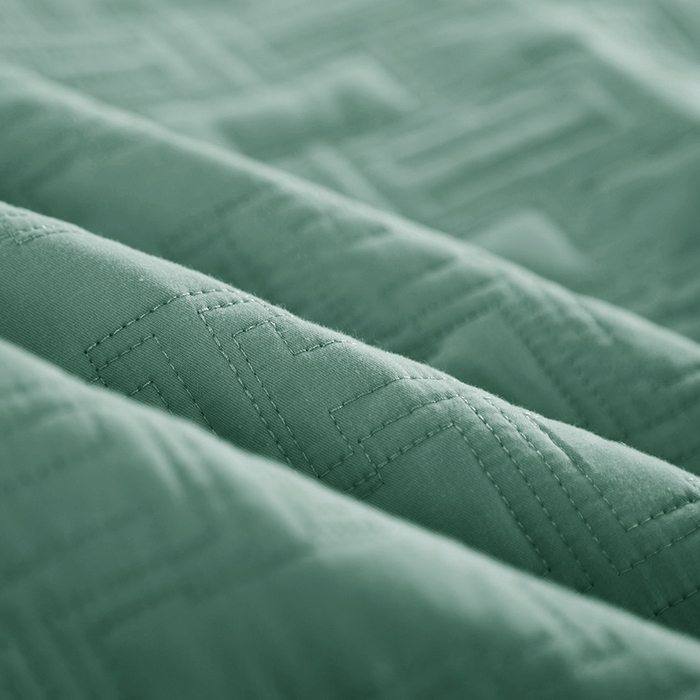 91家纺网 家纺一手货源 找家纺 优乐家纺 2026新款双面全棉斜纹绗绣加厚床盖（夏被加厚保暖床单）唐顿系列三件套 唐顿-森林绿