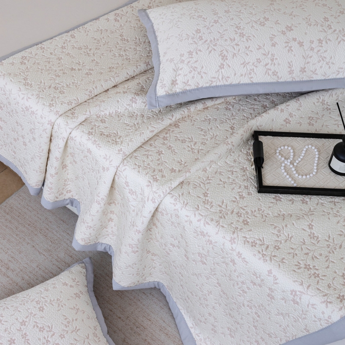 91家纺网 家纺一手货源 找家纺 （总）野合家纺 2026新款韩式小碎花凉感超柔双面提花冰豆席凉席席子