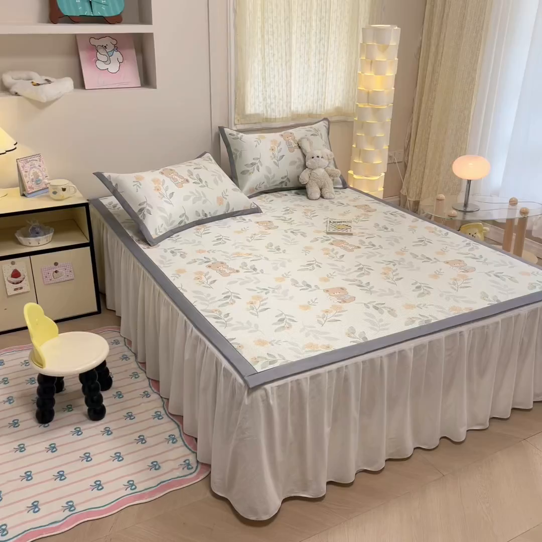 91家纺网 家纺一手货源 找家纺 （总）沐慕 2026新款高克重600D冰丝印花冰藤席