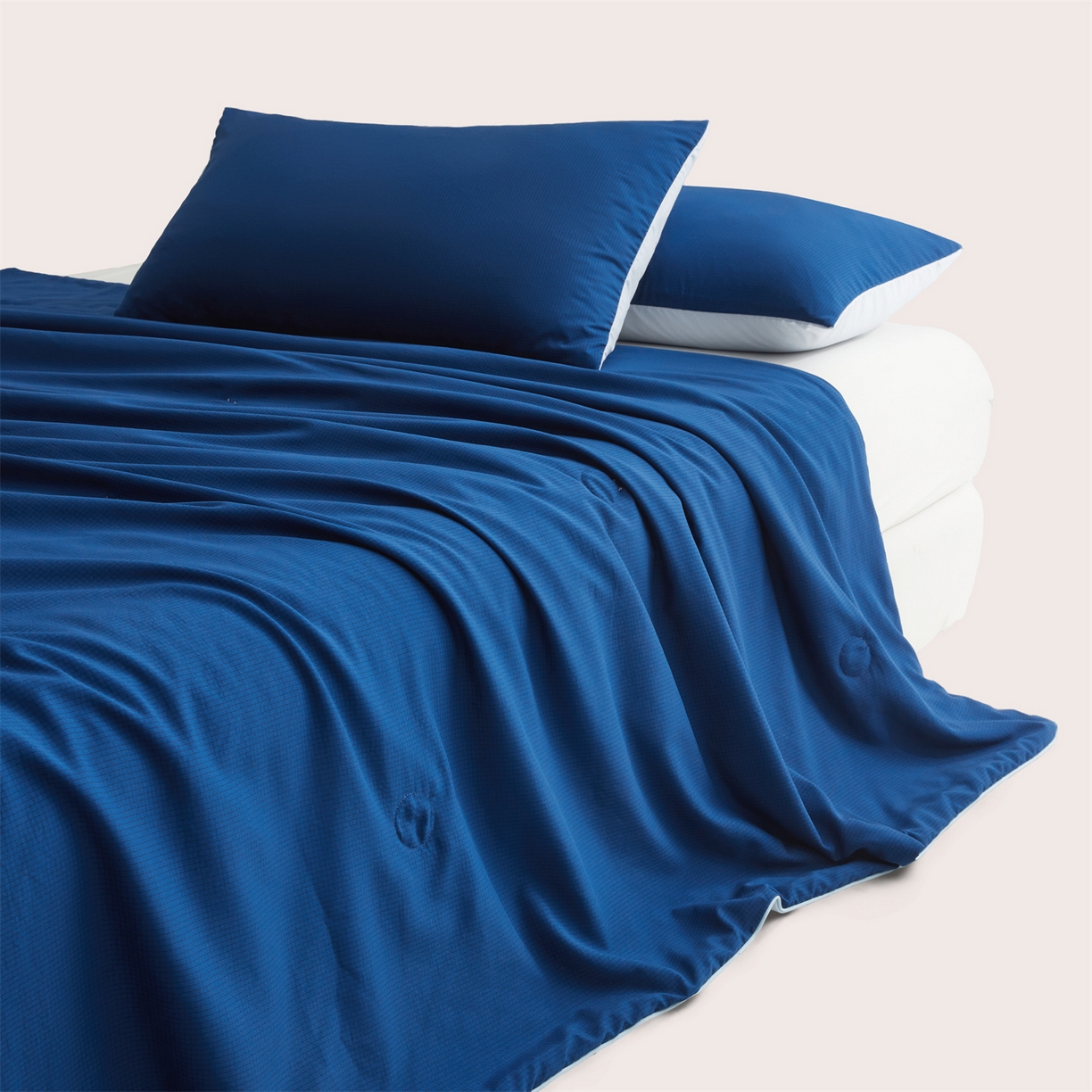 91家纺网 家纺一手货源 找家纺 景眠 2026新款华夫格凉感夏被 华夫格-海洋蓝