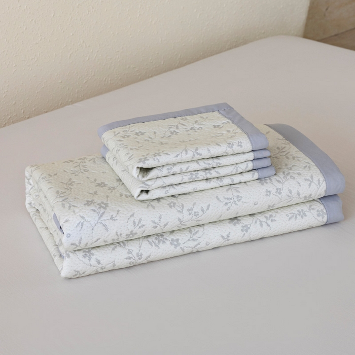 野合家纺 2026新款韩式小碎花凉感超柔双面提花冰豆席凉席席子 疏影-灰