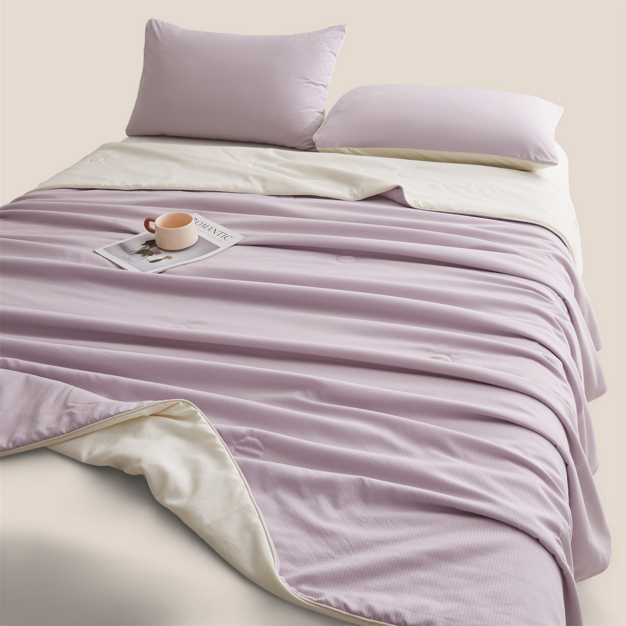 91家纺网 家纺一手货源 找家纺 景眠 2026新款华夫格凉感夏被 华夫格-香氛紫