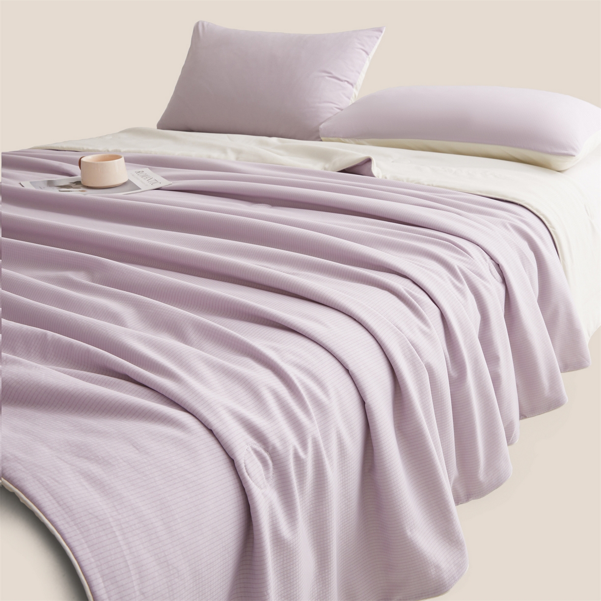 91家纺网 家纺一手货源 找家纺 景眠 2026新款华夫格凉感夏被 华夫格-香氛紫