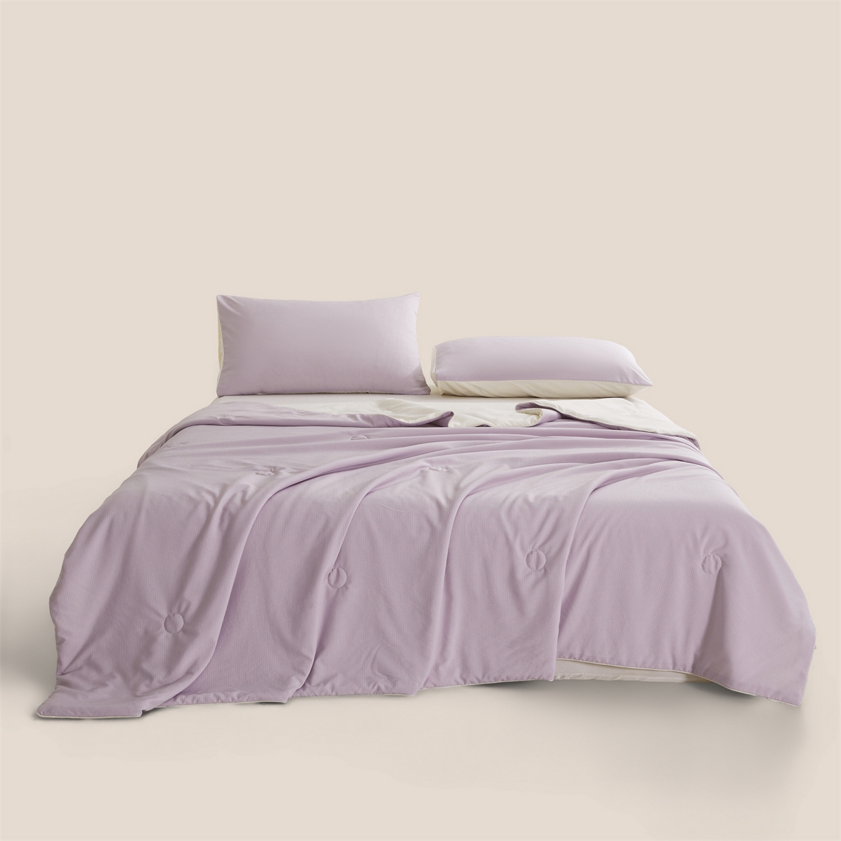 91家纺网 家纺一手货源 找家纺 景眠 2026新款华夫格凉感夏被 华夫格-香氛紫