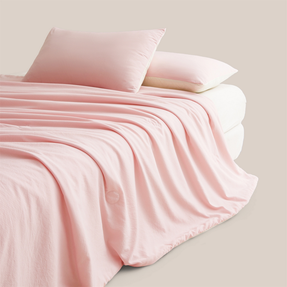 91家纺网 家纺一手货源 找家纺 景眠 2026新款华夫格凉感夏被 华夫格-樱花粉