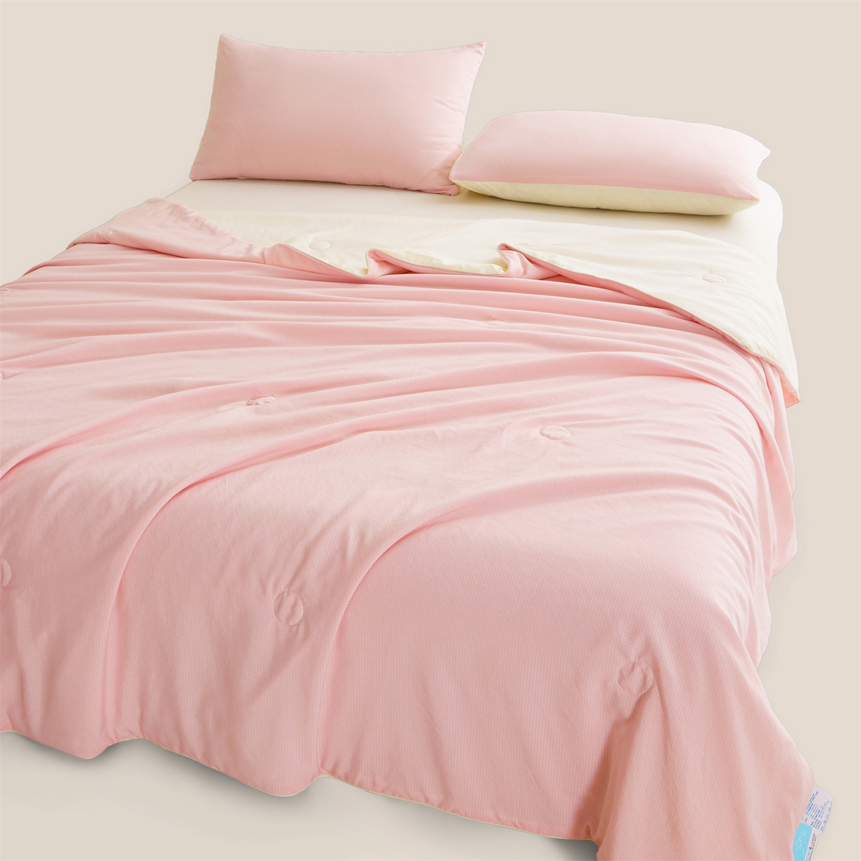 91家纺网 家纺一手货源 找家纺 景眠 2026新款华夫格凉感夏被 华夫格-樱花粉