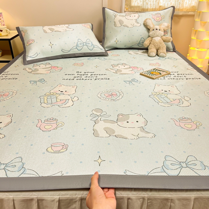 91家纺网 家纺一手货源 找家纺 （总）沐慕 2026新款高克重600D冰丝印花冰藤席