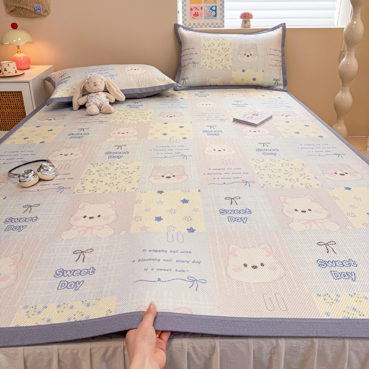 91家纺网 家纺一手货源 找家纺 （总）沐慕 2026新款高克重600D冰丝印花冰藤席