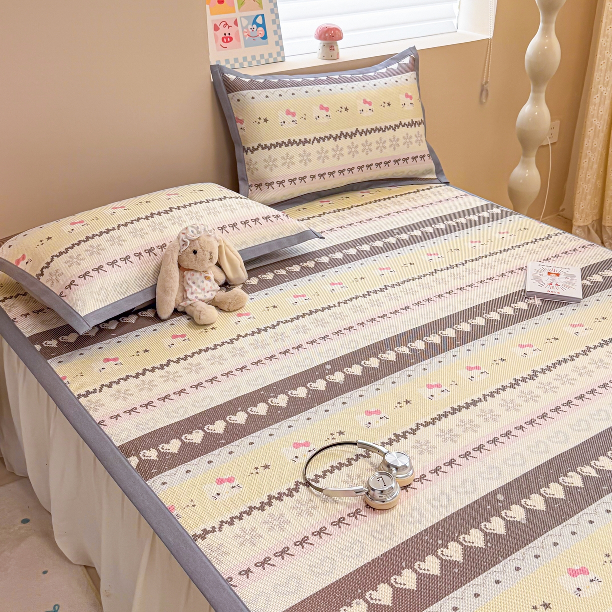 91家纺网 家纺一手货源 找家纺 沐慕 2026新款高克重600D冰丝印花冰藤席 冰藤-菲尔岛猫咪