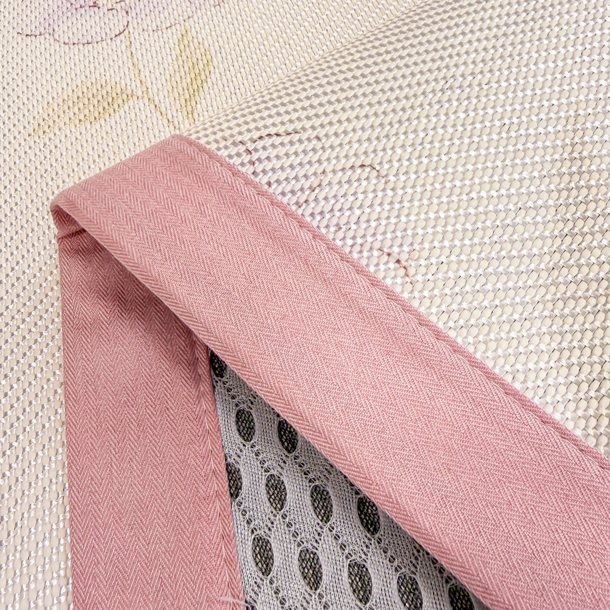 91家纺网 家纺一手货源 找家纺 沐慕 2026新款高克重600D冰丝印花冰藤席 冰藤-粉花兔语