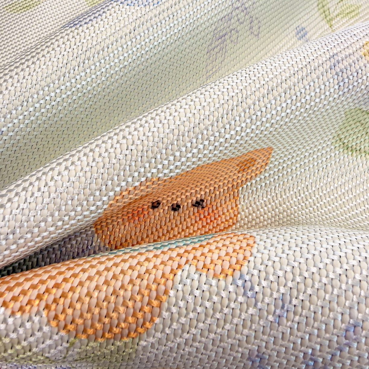 91家纺网 家纺一手货源 找家纺 沐慕 2026新款高克重600D冰丝印花冰藤席 冰藤-蓝花小熊