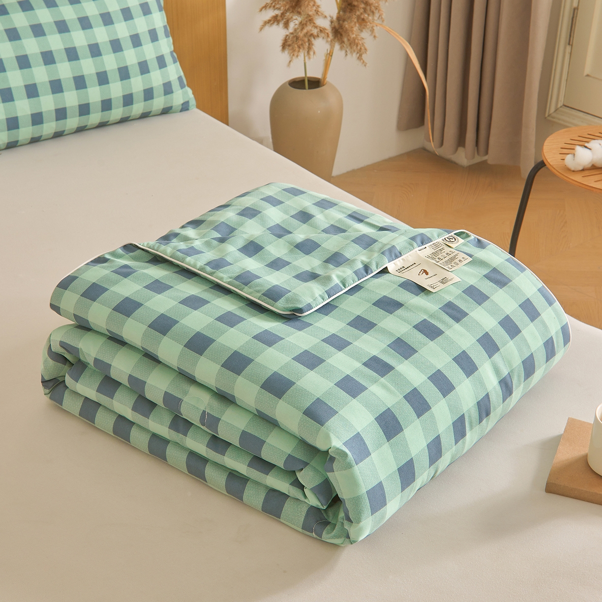 91家纺网 家纺一手货源 找家纺 （总）景眠 2026新款水洗棉格子夏被